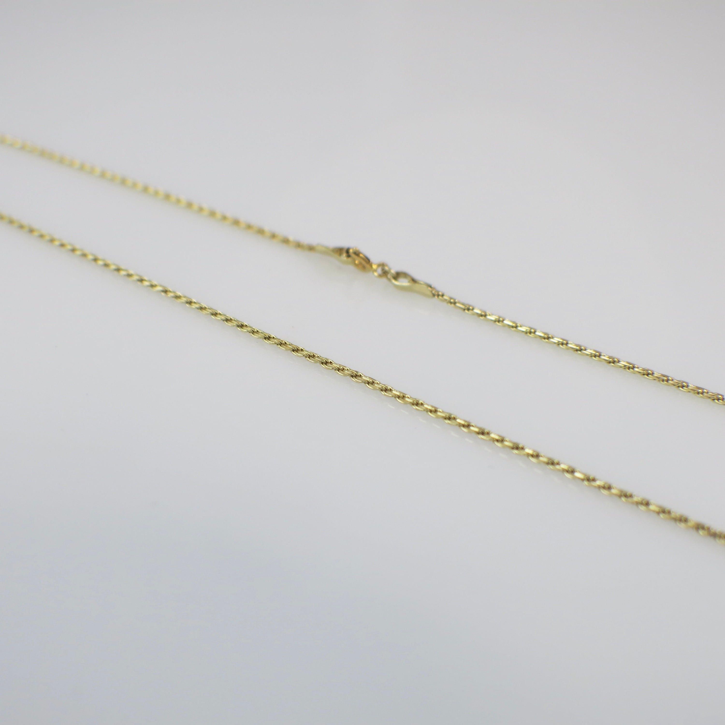 14K Yellow Gold Rope Chain Necklace – 18 Inch, 1mm Solid Gold Rope Link