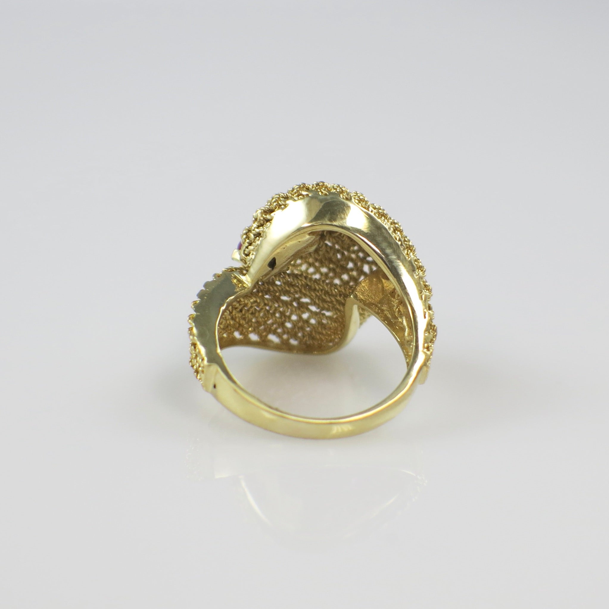 14K Yellow Gold Pink Sapphire Mesh Dome Ring – Vintage Textured Statement Ring Size 4.75 - Black Market LLC