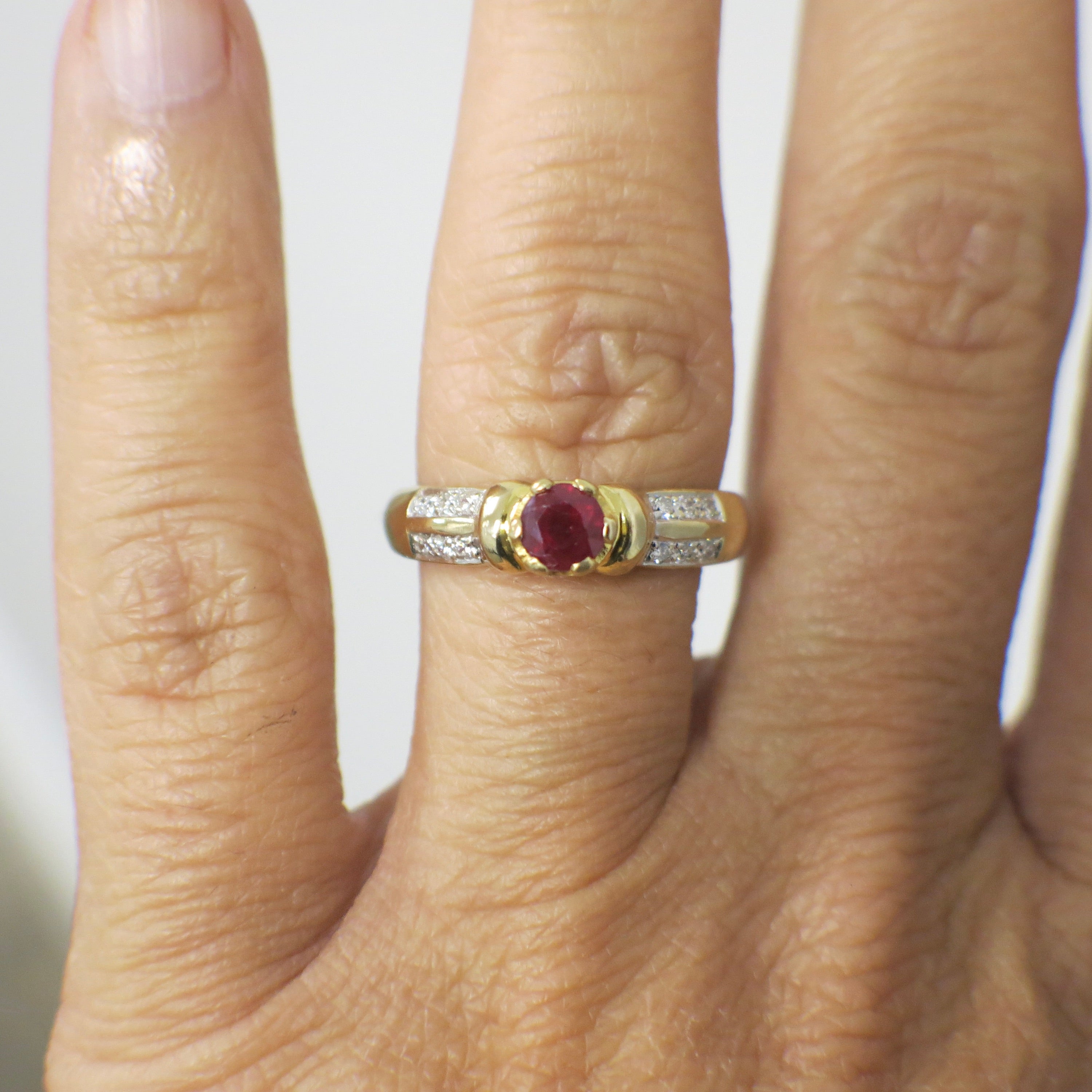 22K Yellow Gold Ruby and Diamond Ring – Natural Ruby with Diamond Accents, Size 6.25 - Black Market LLC