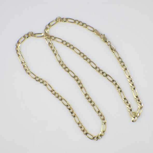 14K Yellow Gold Figaro Chain Necklace – 20" Layering Chain, 3.9 mm, 11.1 g