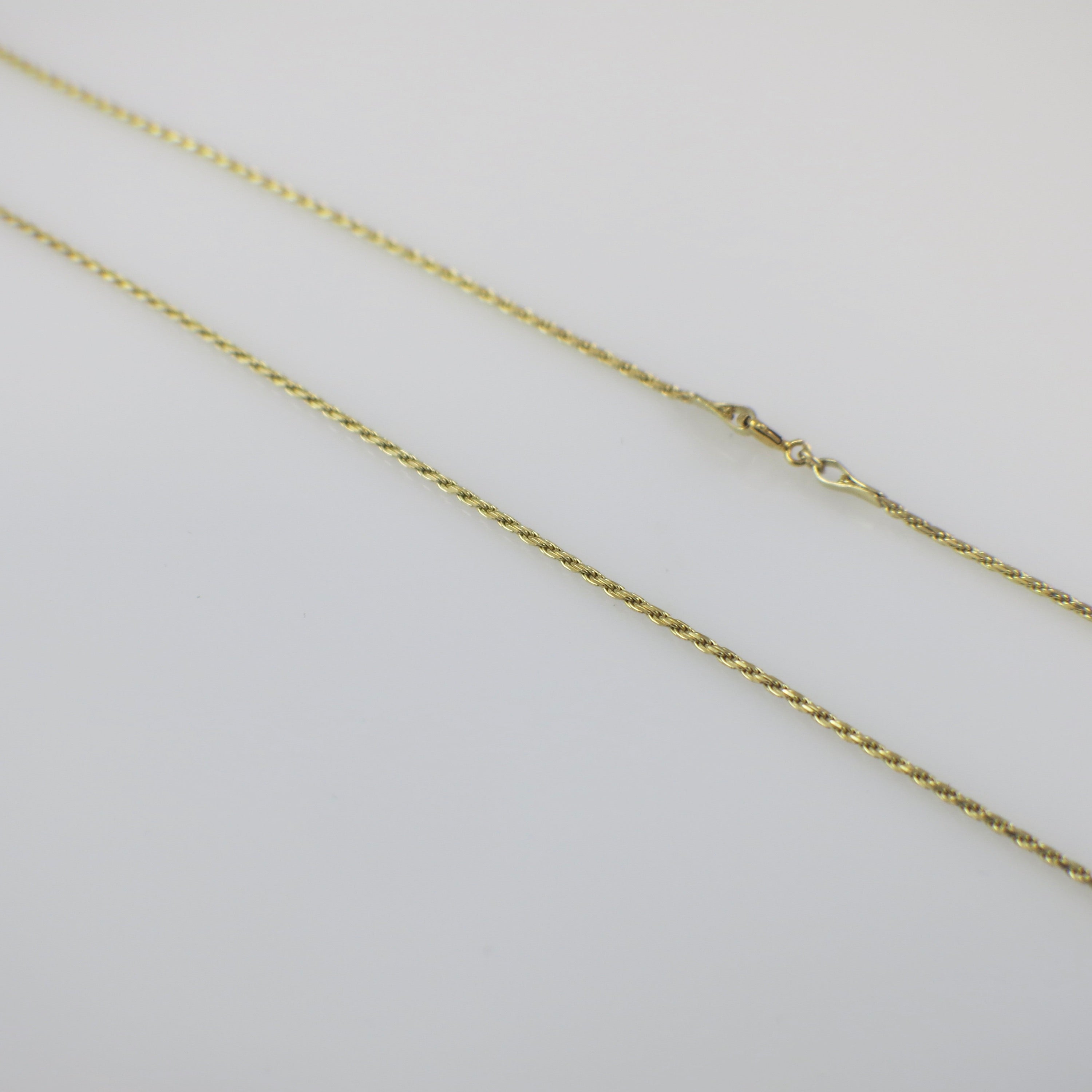 14K Yellow Gold Rope Chain Necklace – 18 Inch, 1mm Solid Gold Rope Link