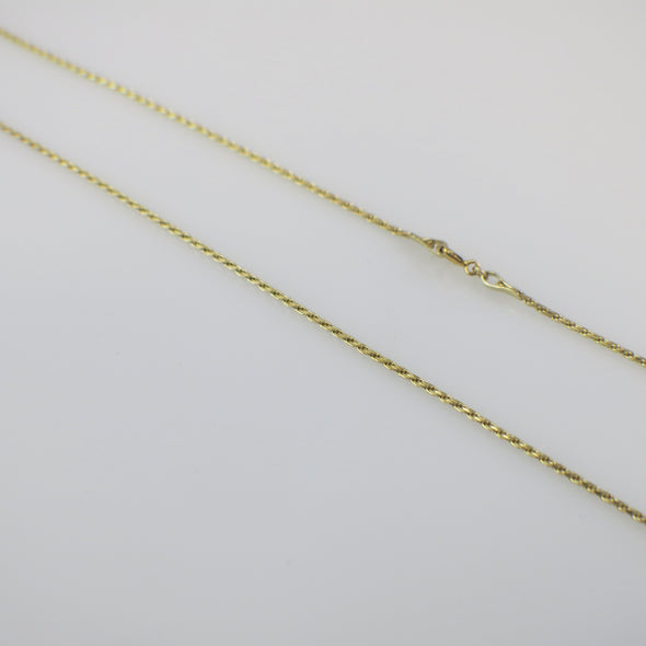 14K Yellow Gold Rope Chain Necklace – 18 Inch, 1mm Solid Gold Rope Link