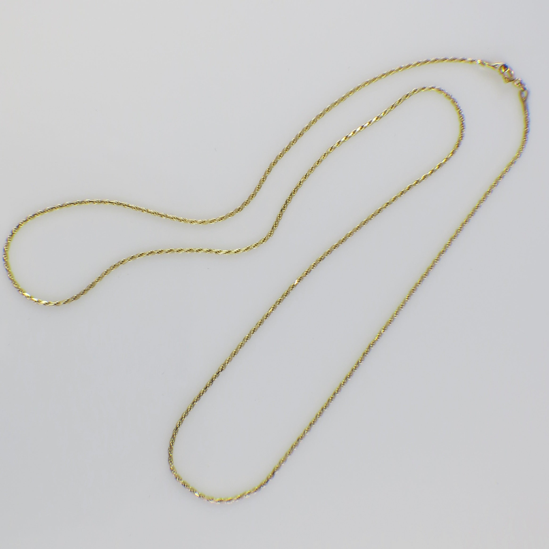 14K Yellow Gold Rope Chain Necklace – 18 Inch, 1mm Solid Gold Rope Link