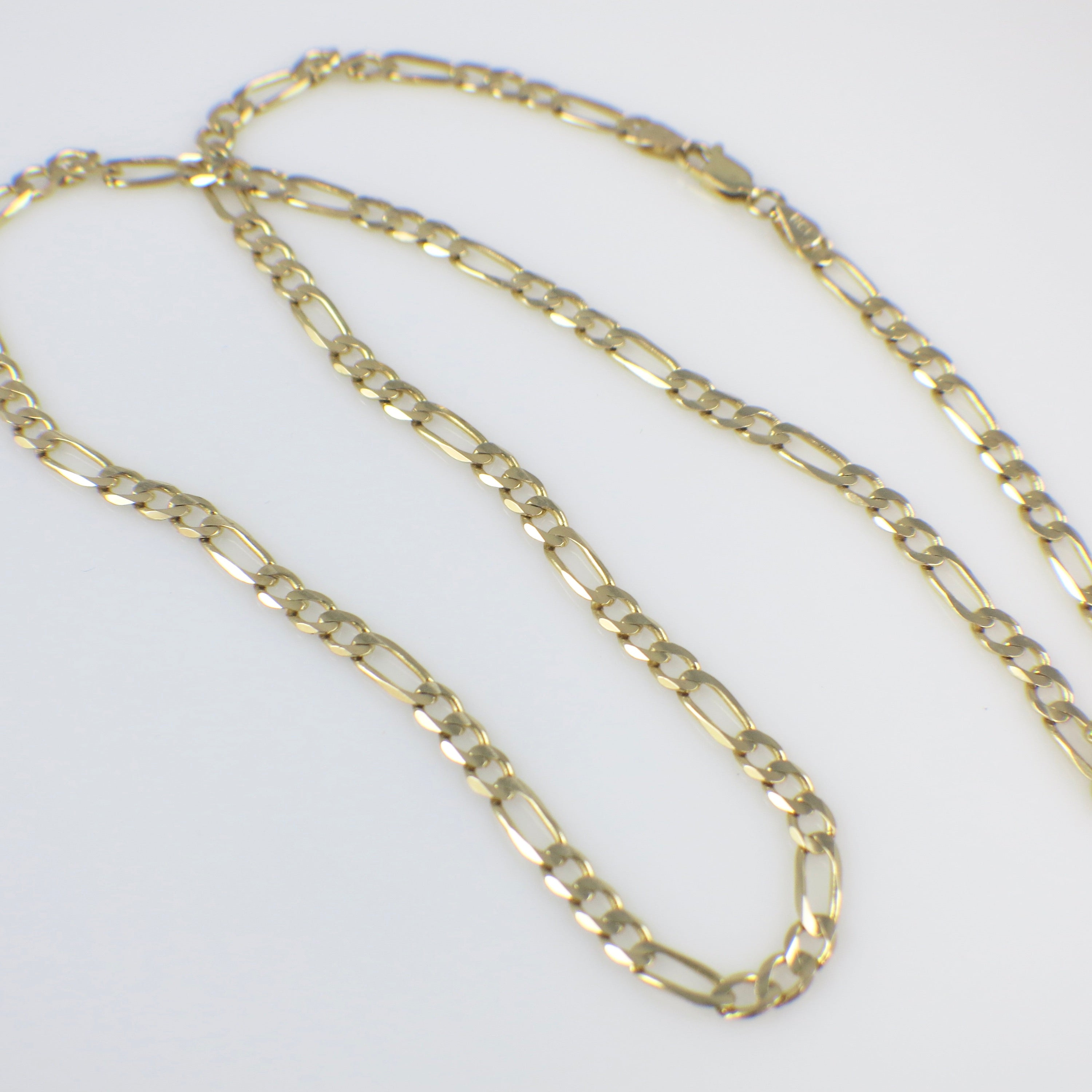 14K Yellow Gold Figaro Chain Necklace – 20" Layering Chain, 3.9 mm, 11.1 g