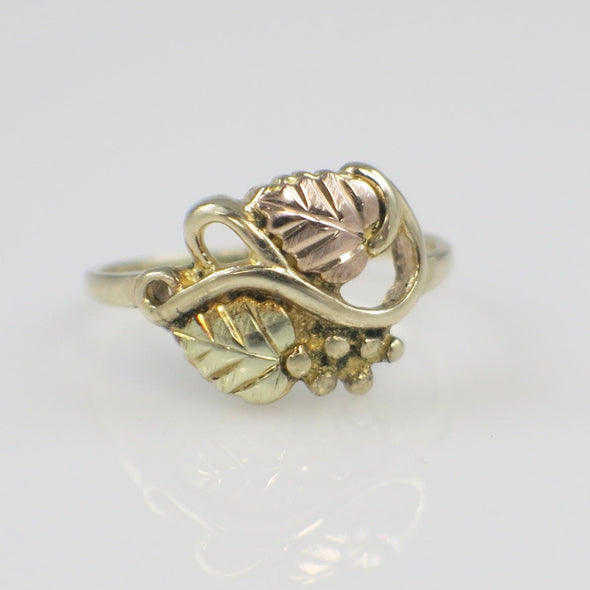 10K Yellow and Rose Gold Leaf Pinkie Ring – Size 2.5