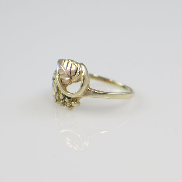 10K Yellow and Rose Gold Leaf Pinkie Ring – Size 2.5