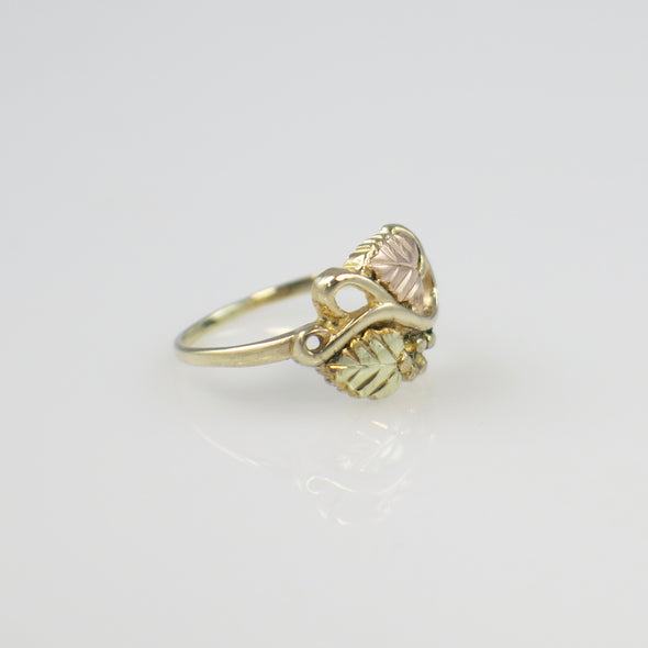 10K Yellow and Rose Gold Leaf Pinkie Ring – Size 2.5