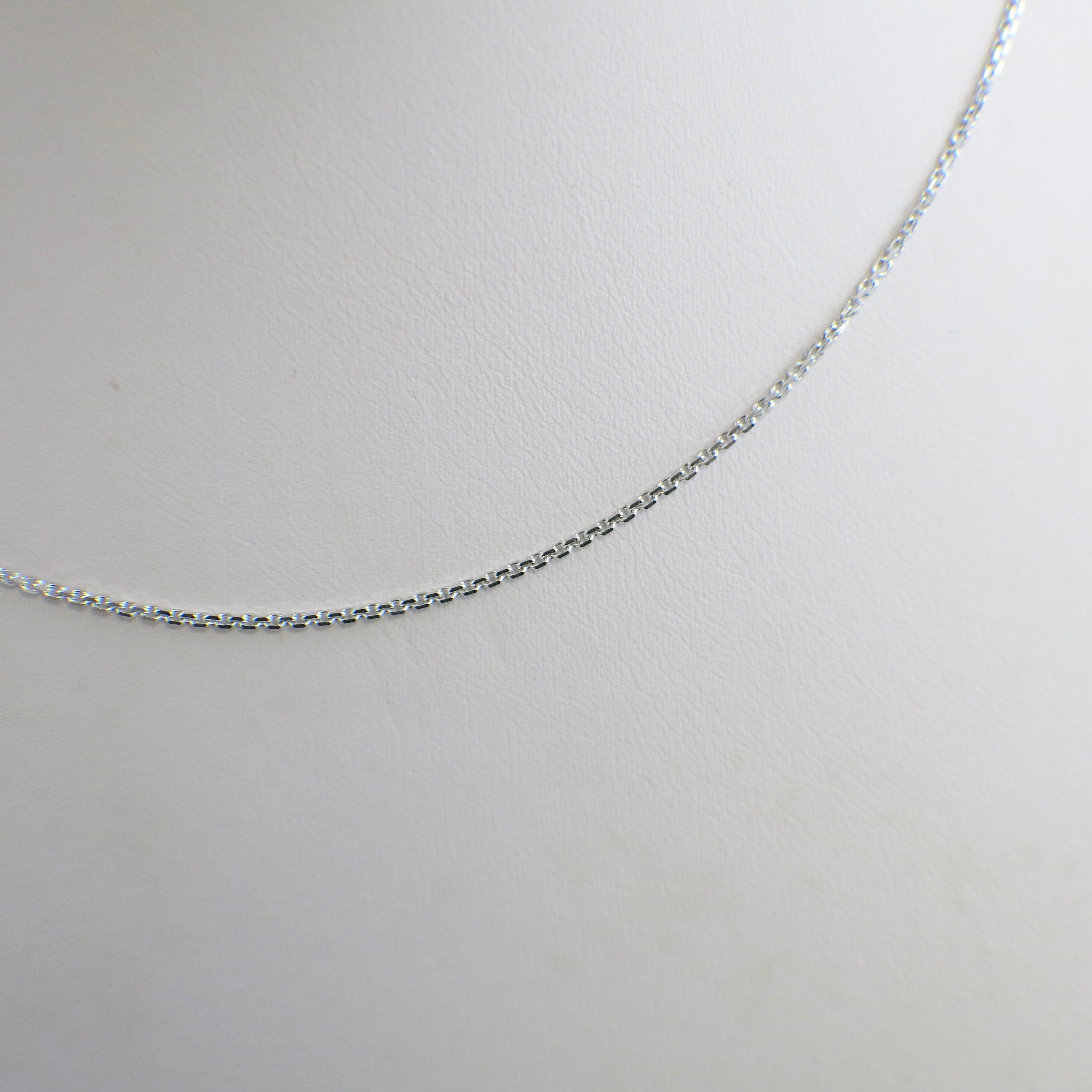 14K White Gold Link Chain Necklace – 17 Inch, 1.3 mm, Lobster Claw Clasp - Black Market LLC