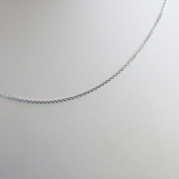 14K White Gold Link Chain Necklace – 17 Inch, 1.3 mm, Lobster Claw Clasp - Black Market LLC