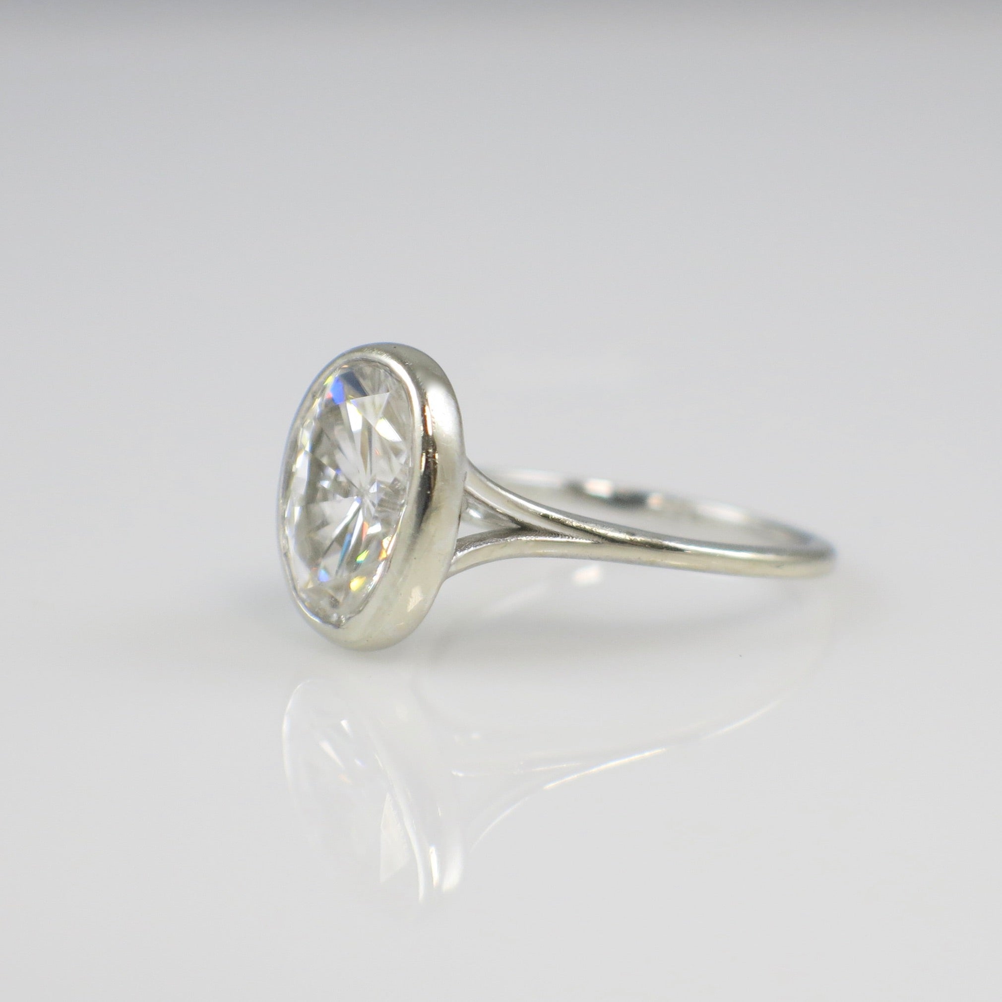 14K White Gold Oval Moissanite Solitaire Ring – 11x9 Bezel Set – Size 5.75 - Black Market LLC