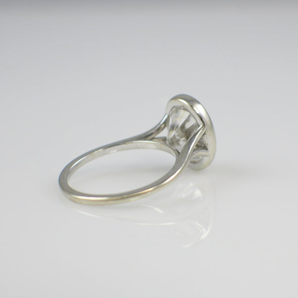 14K White Gold Oval Moissanite Solitaire Ring – 11x9 Bezel Set – Size 5.75