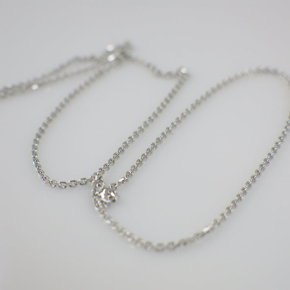 14K White Gold Link Chain Necklace – 17 Inch, 1.3 mm, Lobster Claw Clasp - Black Market LLC