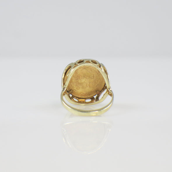 14K Yellow Gold 1945 Dos Pesos Coin Ring – Size 3, Bezel Set