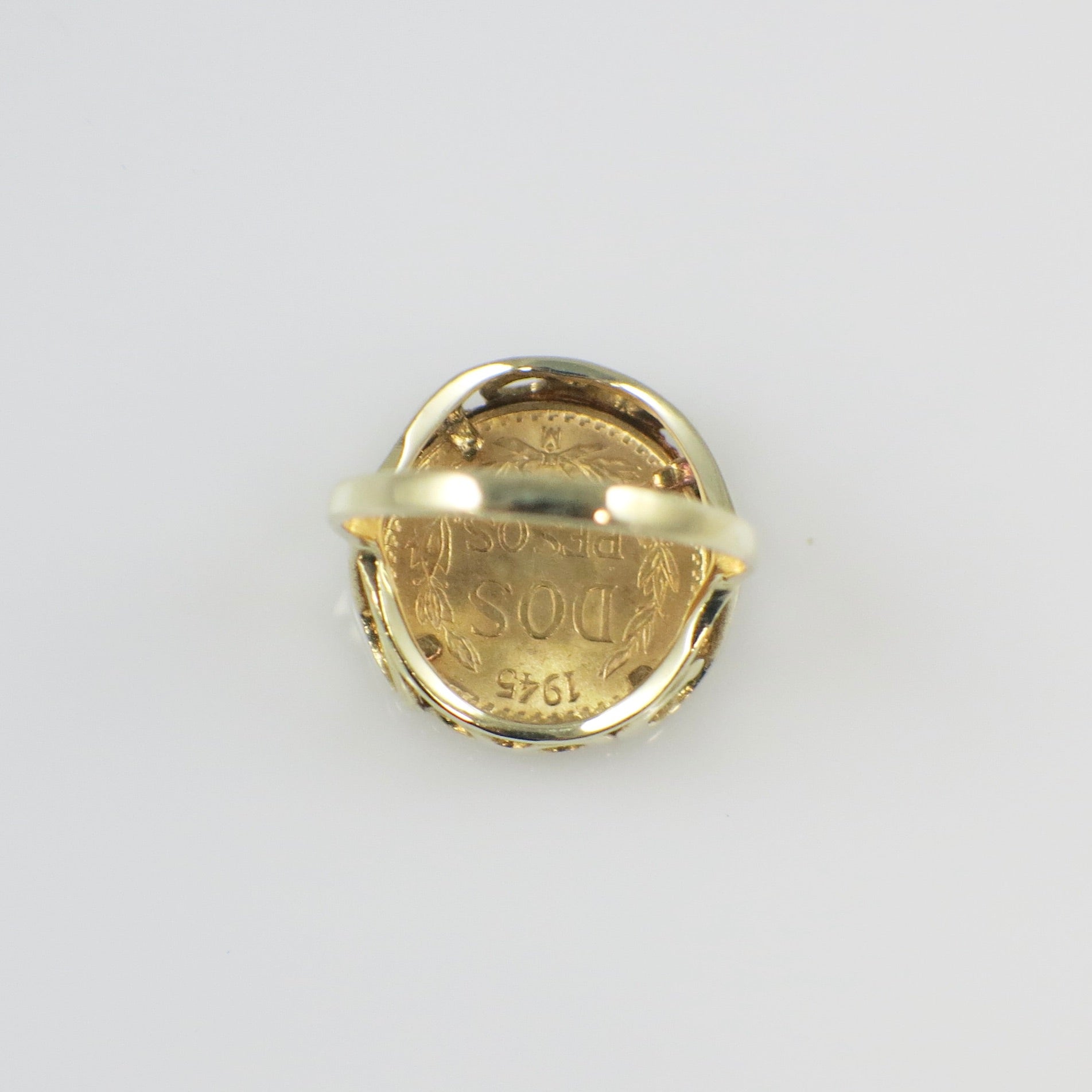 14K Yellow Gold 1945 Dos Pesos Coin Ring – Size 3, Bezel Set - Black Market LLC