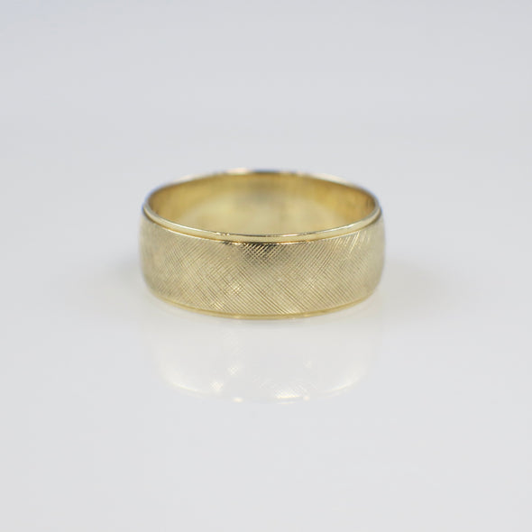 14K Yellow Gold Men’s Matte Textured Wedding Band – 8MM, Size 11.5