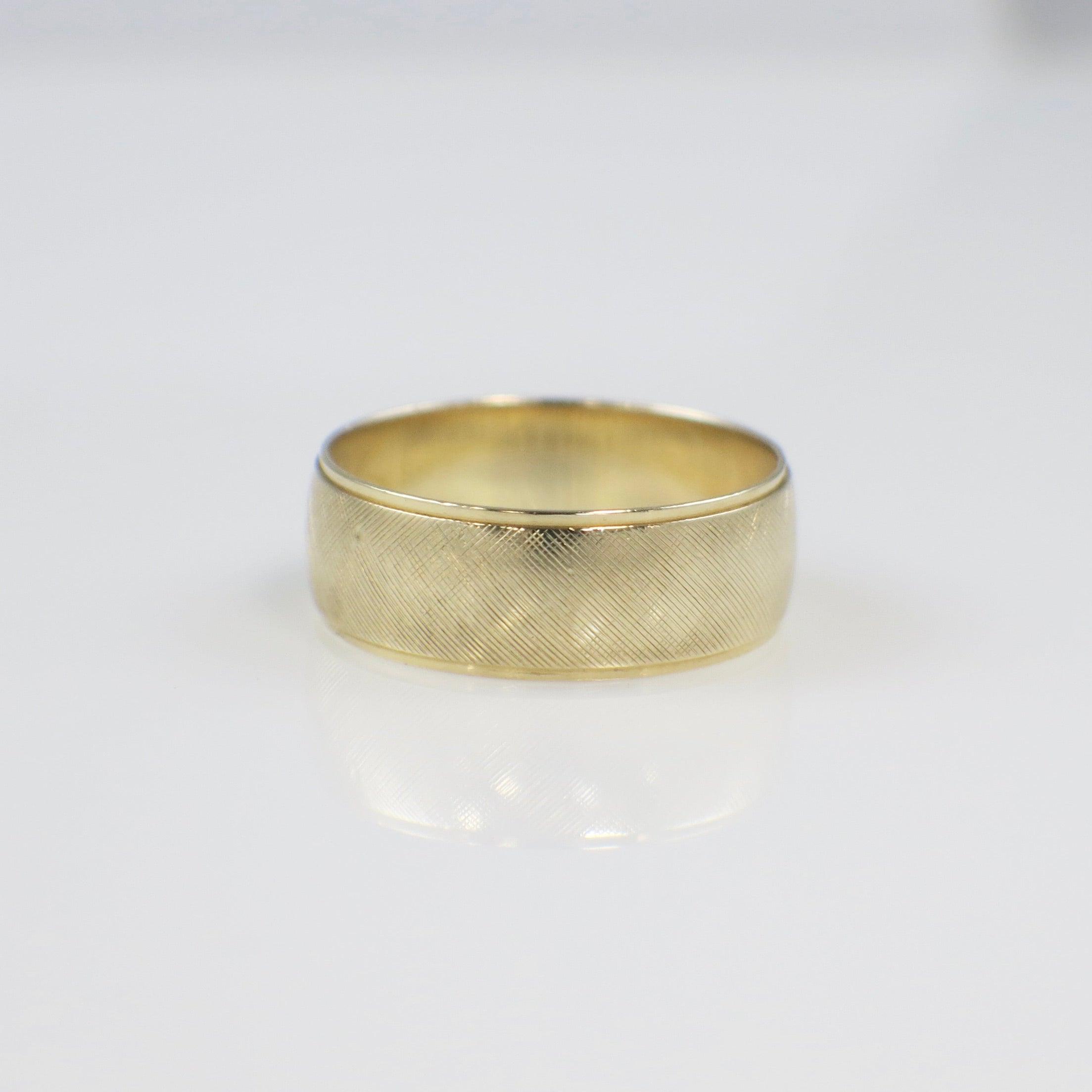 14K Yellow Gold Men’s Matte Textured Wedding Band – 8MM, Size 11.5 - Black Market LLC