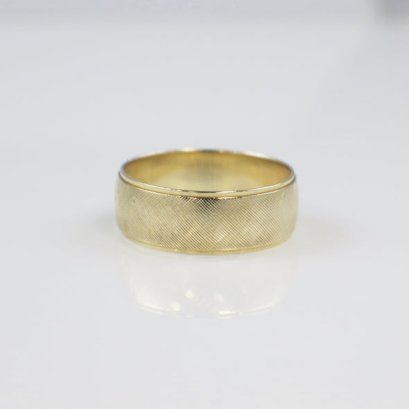 14K Yellow Gold Men’s Matte Textured Wedding Band – 8MM, Size 11.5