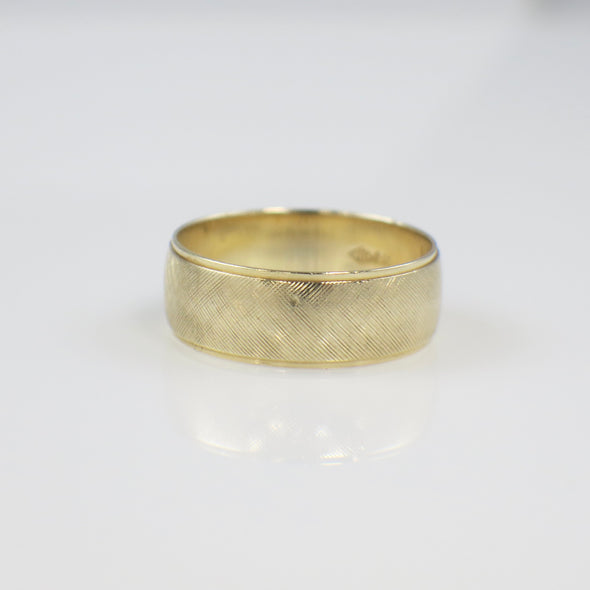 14K Yellow Gold Men’s Matte Textured Wedding Band – 8MM, Size 11.5