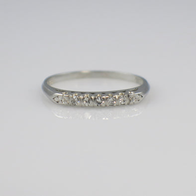 Platinum Single Cut Diamond Vintage Wedding Band Ring