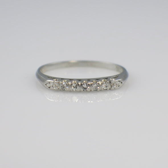 Platinum Single Cut Diamond Vintage Wedding Band Ring