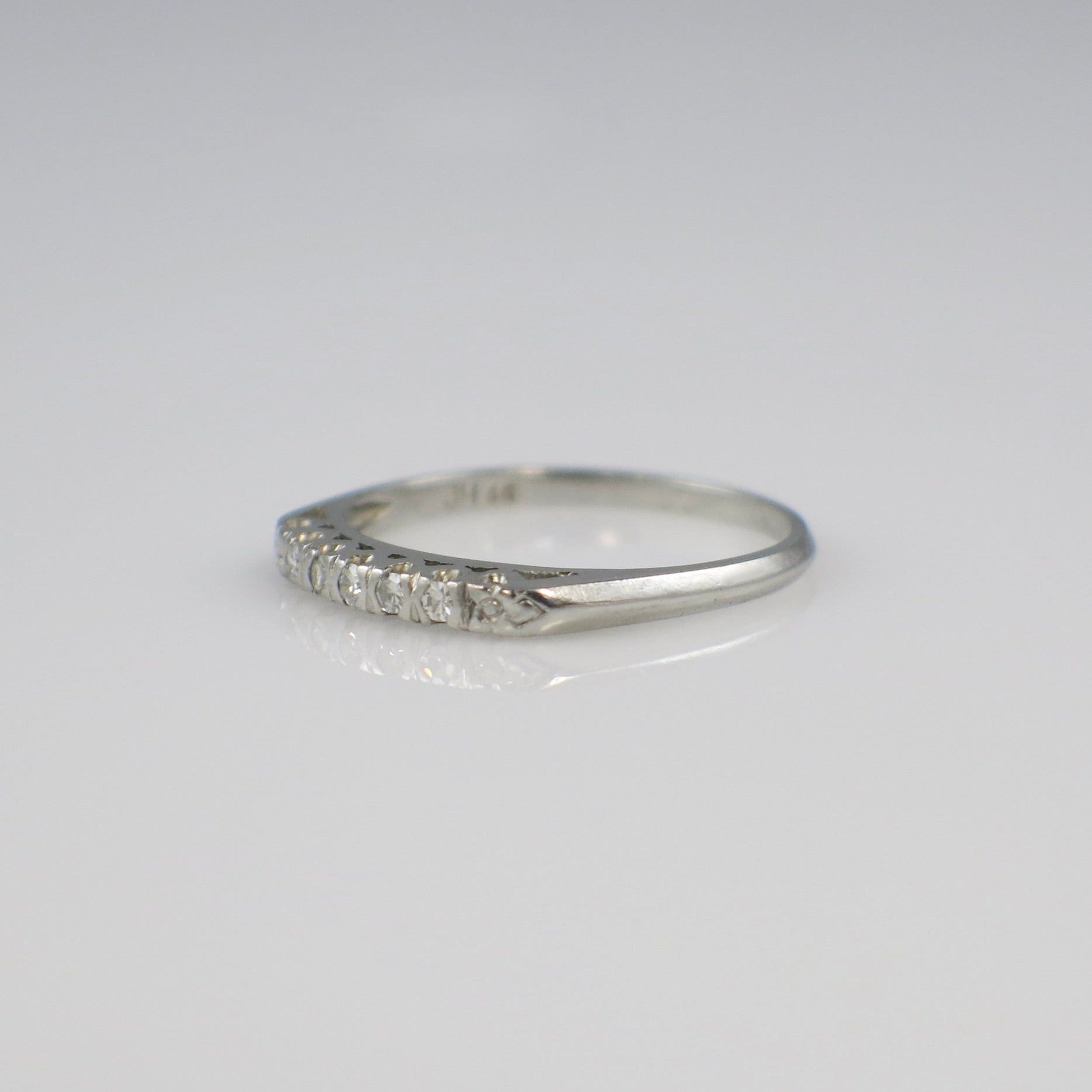 Platinum Single Cut Diamond Vintage Wedding Band Ring - Black Market LLC