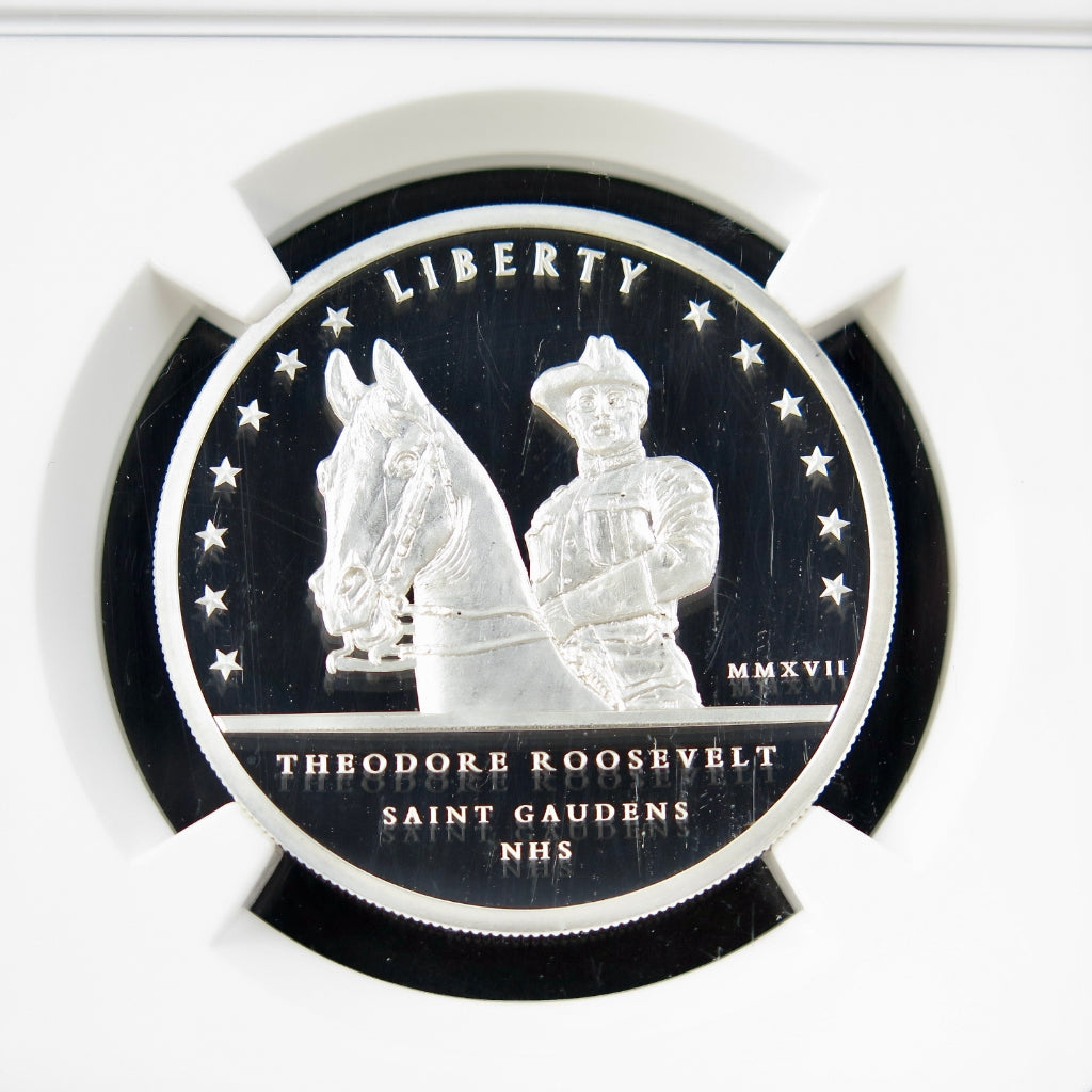 2017 Saint-Gaudens Commemorative – Teddy Roosevelt Rider – 1 oz Silver – NGC PF70 Ultra Cameo – Mercanti Signed - Black Market LLC