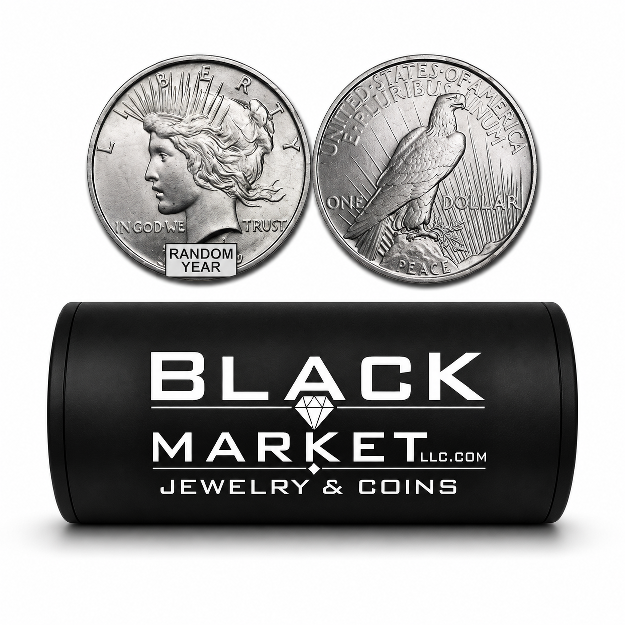 Circulated Peace Silver Dollar coin from 1921-1935, US dollar coin featuring classic design, displayed on a neutral background.