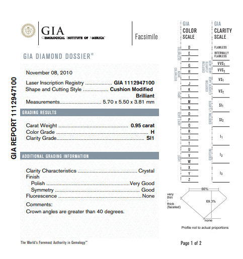 18K Yellow Gold GIA Certified Cushion Diamond Engagement Ring