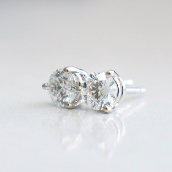 0.76ct Diamond Stud Earrings 14K White Gold Martini Setting SI2-I1 EF Classic Gift Sparkling Everyday Jewelry with Backs