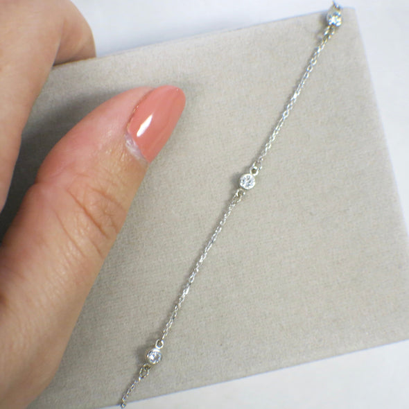 14K Gold Diamond Bezel Station Bracelet .30 CTW | White, Yellow, or Rose Gold
