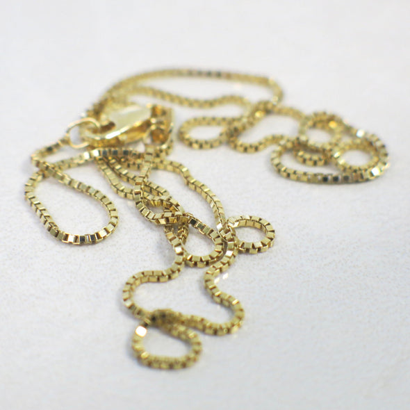 14K Gold Box Chain Necklace – 16 Inch Petite Layering Chain Gift