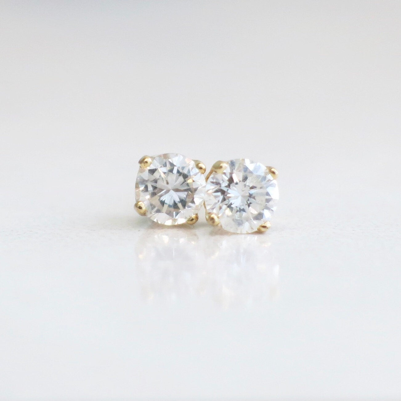 0.34ct Diamond Stud Earrings | 14K Yellow Gold Round Brilliant - Black Market LLC