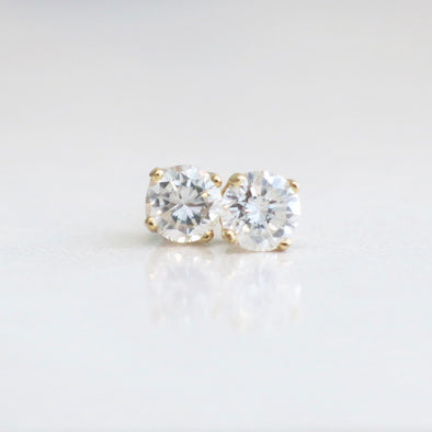 0.34ct Diamond Stud Earrings | 14K Yellow Gold Round Brilliant