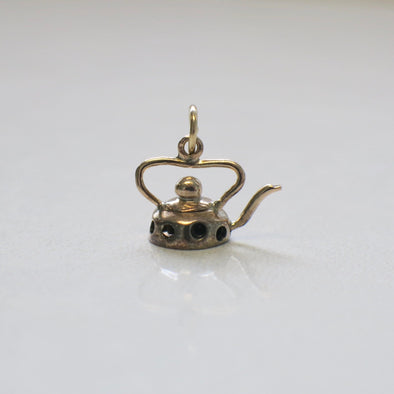 Vintage 14K Gold Tea Kettle Coffee Pot Charm Pendant for Bracelet or Necklace