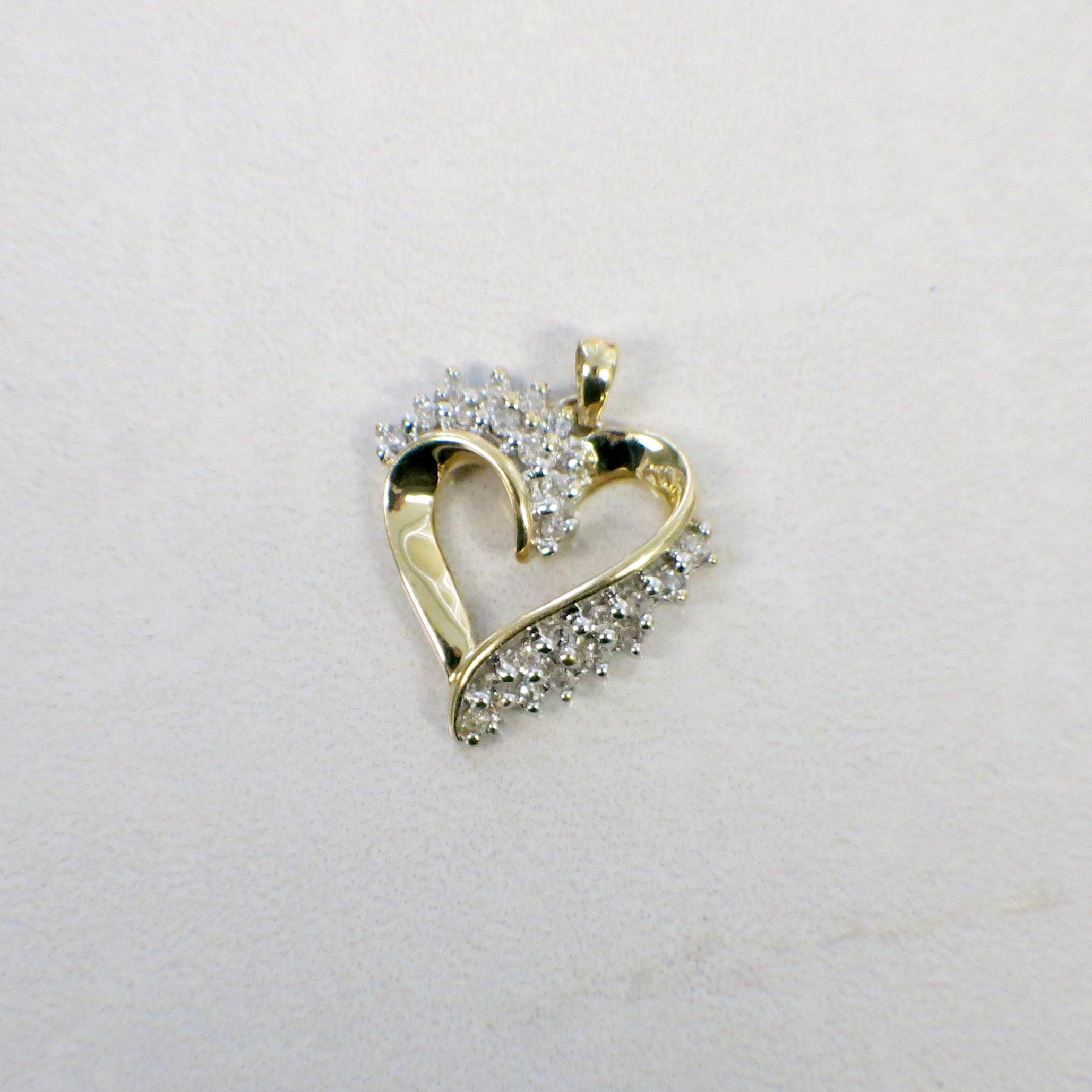 10K Gold Diamond Heart Pendant – Two-Tone White & Yellow Gold, 0.48 CTW - Black Market LLC