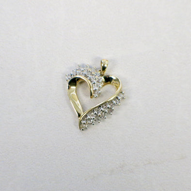 10K Gold Diamond Heart Pendant – Two Tone White and Yellow Gold .48 CTW