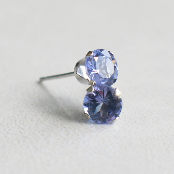Tanzanite Stud Earrings 14K White Gold Round Gemstone 5mm