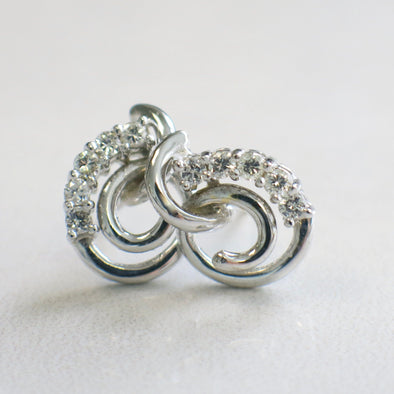 14K White Gold Diamond Swirl Earrings – .50 CTW Wedding Earrings, Vintage Diamond Studs