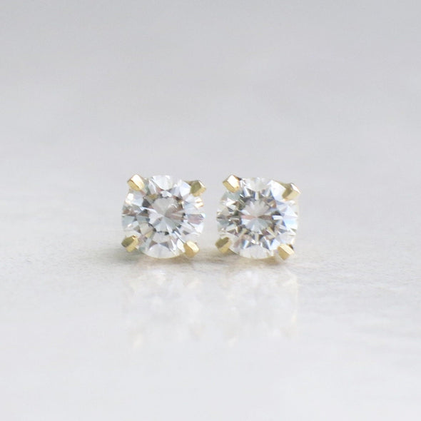 Total Carat Weight .64ctw - Diamond Stud Earrings – 14K Yellow Gold with Threaded Backs