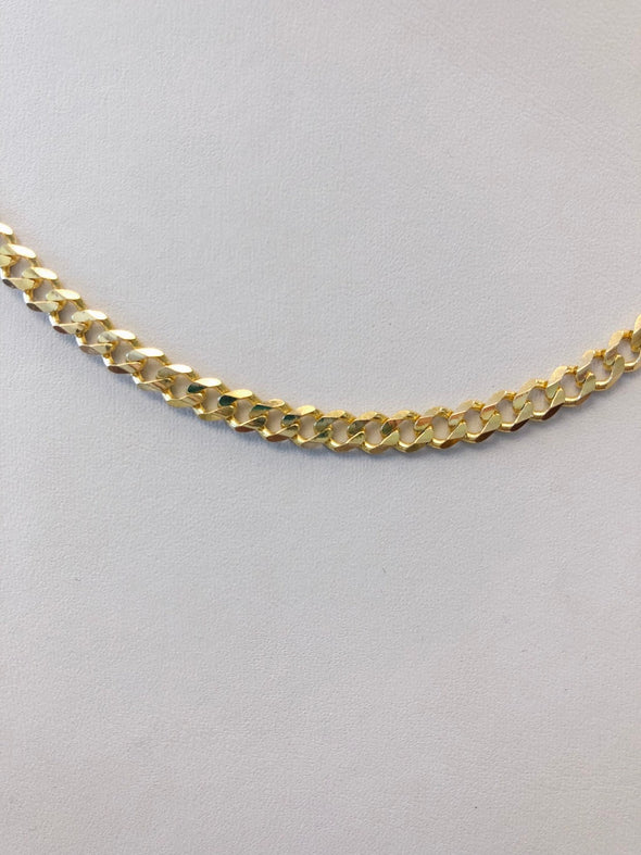 14K Yellow Gold Men’s Curb Chain – 18” Heavy Necklace, 4.2mm Wide, 12g, Bold Statement or Pendant Chain