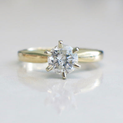 14K Yellow Gold Solitaire Diamond Engagement Ring – .92 CT Round Brilliant, Size 7, Classic Setting