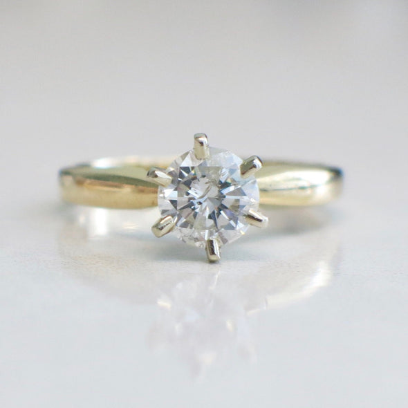 14K Yellow Gold Solitaire Diamond Engagement Ring – .92 CT Round Brilliant, Size 7, Classic Setting