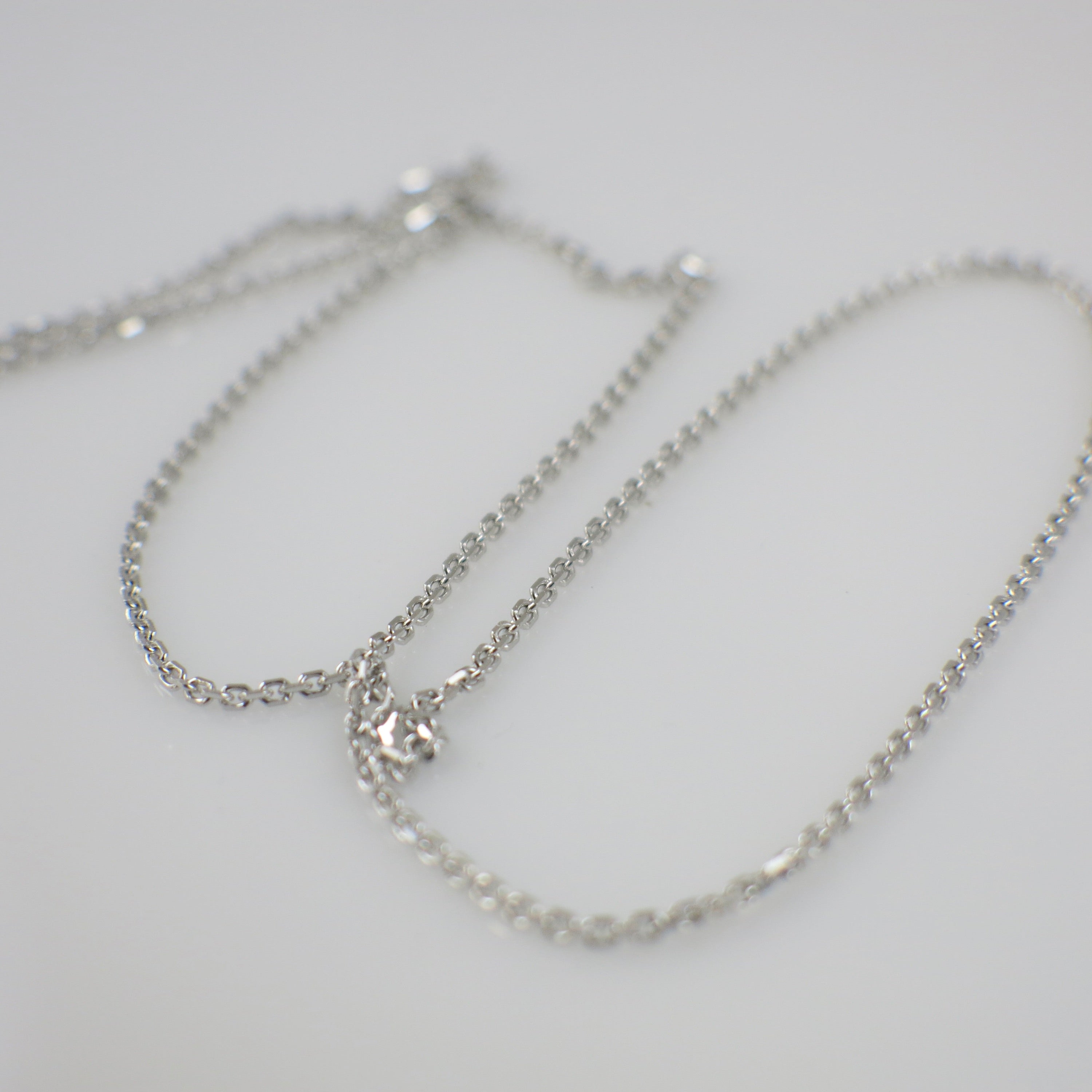 14K White Gold Link Chain Necklace – 17 Inch, 1.3 mm, Lobster Claw Clasp - Black Market LLC