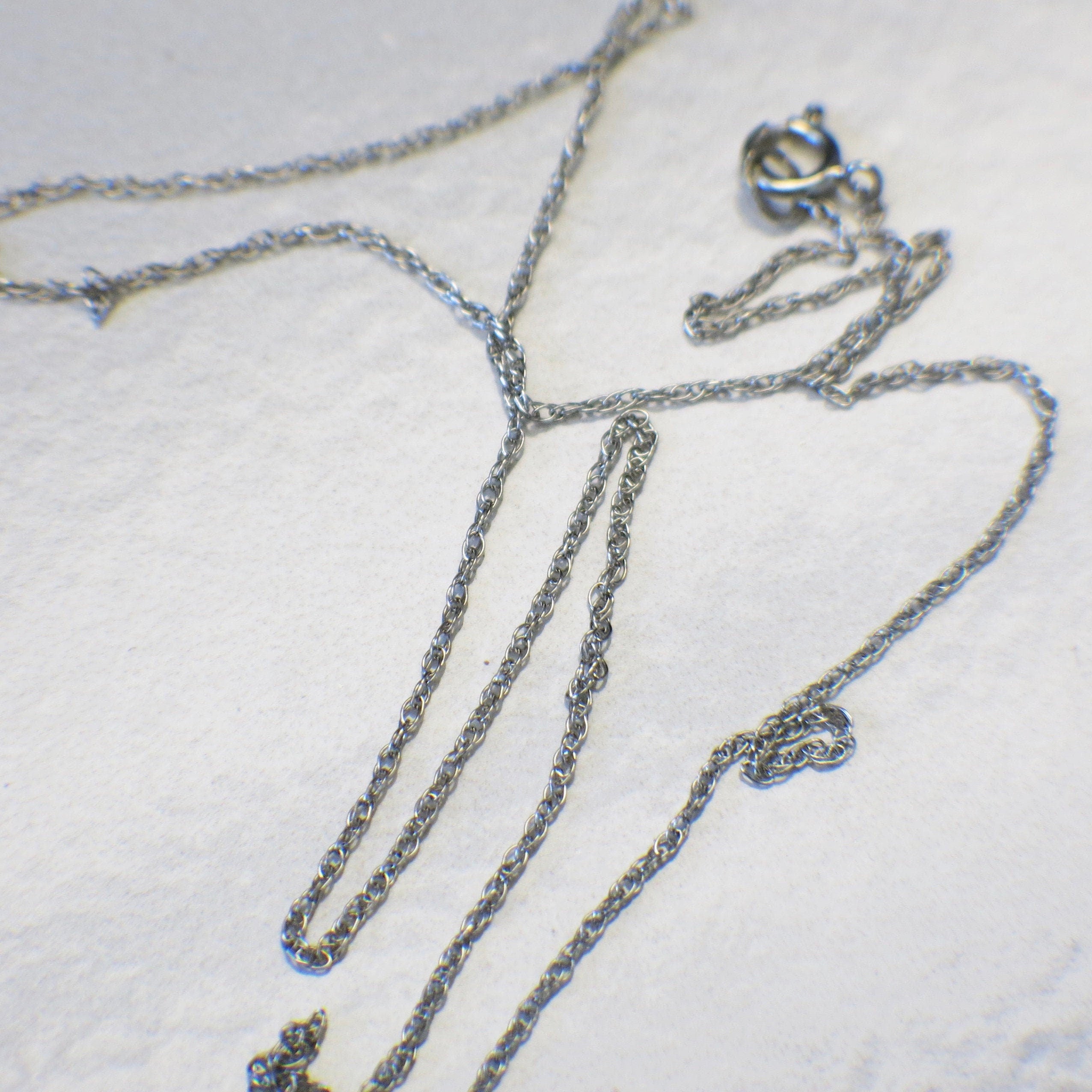 14K White Gold Rope Chain Necklace – 16 Inch, 0.7 mm Dainty Minimalist - Black Market LLC