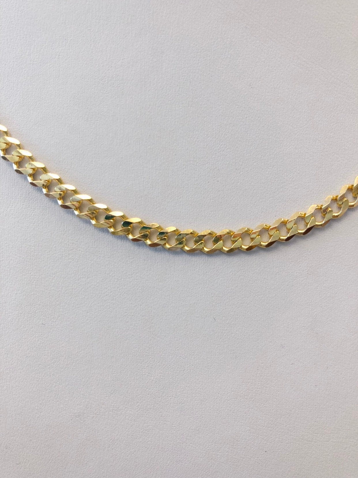 14K Yellow Gold Men’s Curb Chain – 18” Heavy Necklace, 4.2mm, 12g - Black Market LLC