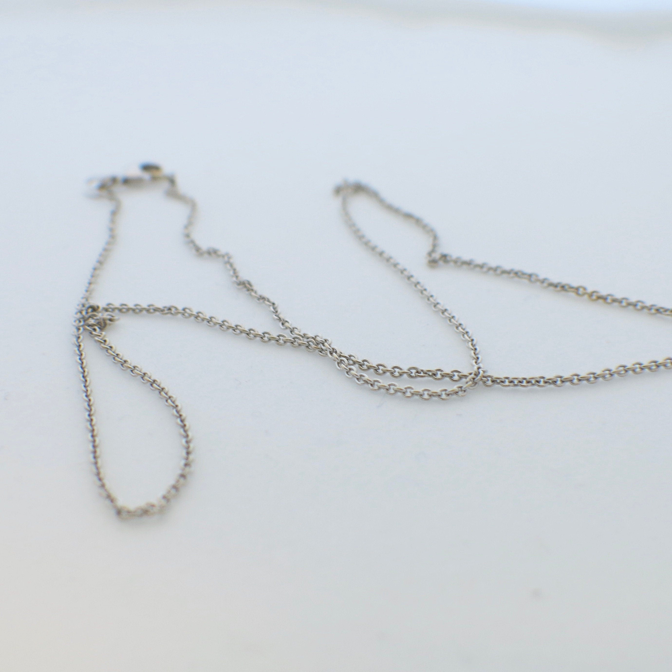 18K White Gold Cable Chain Necklace – 18 Inch, 1.5mm, Fine Jewelry - Black Market LLC