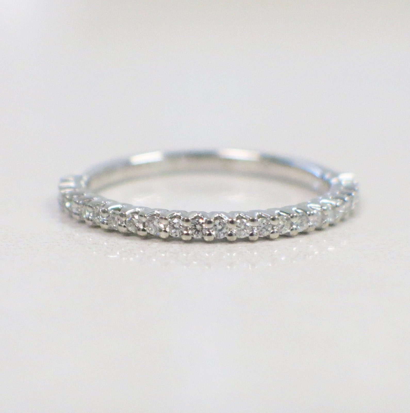 14K Gold Shared Prong Diamond Band | Stackable Wedding or Anniversary Ring - Black Market LLC