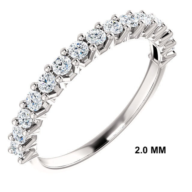 14K Gold Shared Prong Diamond Band | Stackable Wedding or Anniversary Ring - Black Market LLC