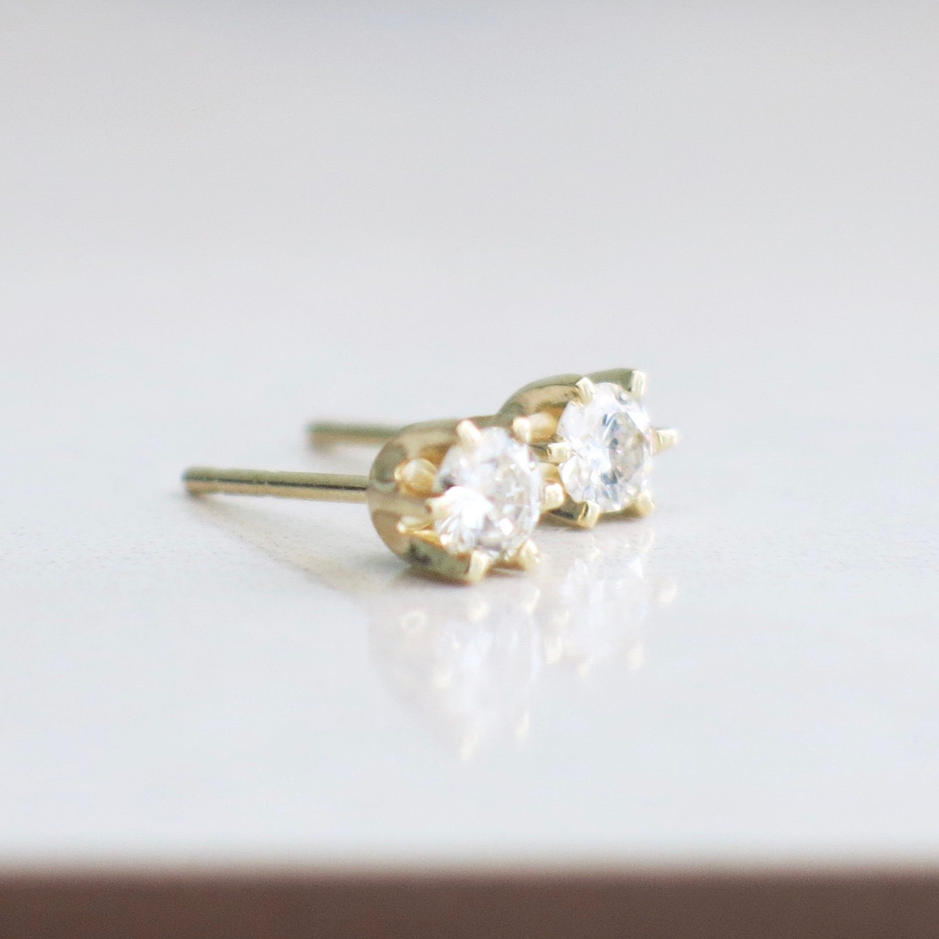 0.30ct Diamond Stud Earrings | 14K Yellow Gold Six Prong Setting VS2 F–G - Black Market LLC