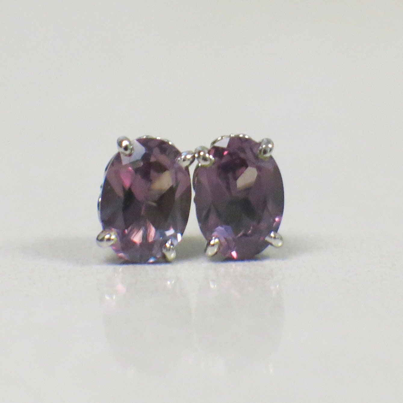 14K White Gold Color-Change Sapphire Stud Earrings | Oval Filigree Set 2.00 CTW - Black Market LLC